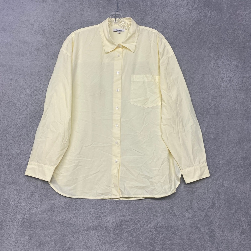 Madewell Shirt Womens XL Sheer Pineapple Yellow Easy Button Down Poplin NY392 - Picture 3 of 9
